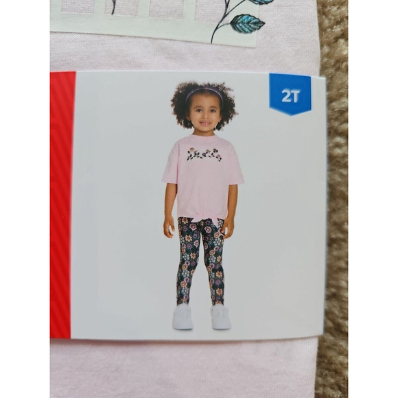 Puma Toddler Girls Active Leggings and T-Shirt Set 2T Pink Floral - Picture 2 of 3